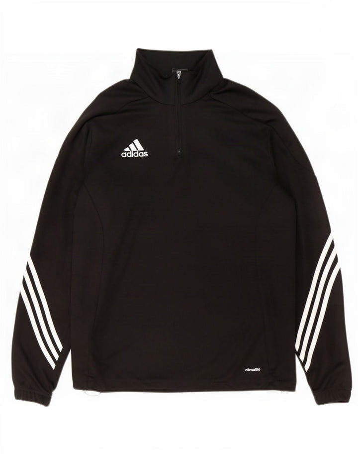 Adidas Mens Climalite Zip Neck Pullover Tracksuit Top Large Black Polyester