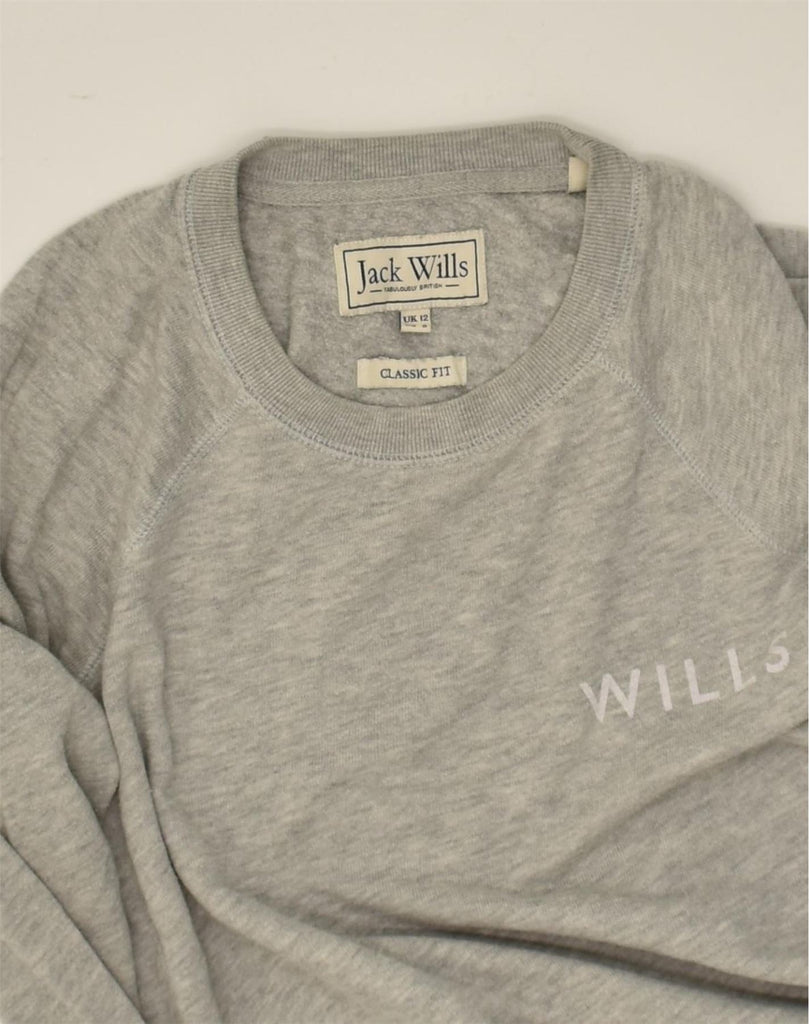 JACK WILLS Womens Classic Fit Sweatshirt Jumper UK 12 Medium Grey Cotton | Vintage Jack Wills | Thrift | Second-Hand Jack Wills | Used Clothing | Messina Hembry 