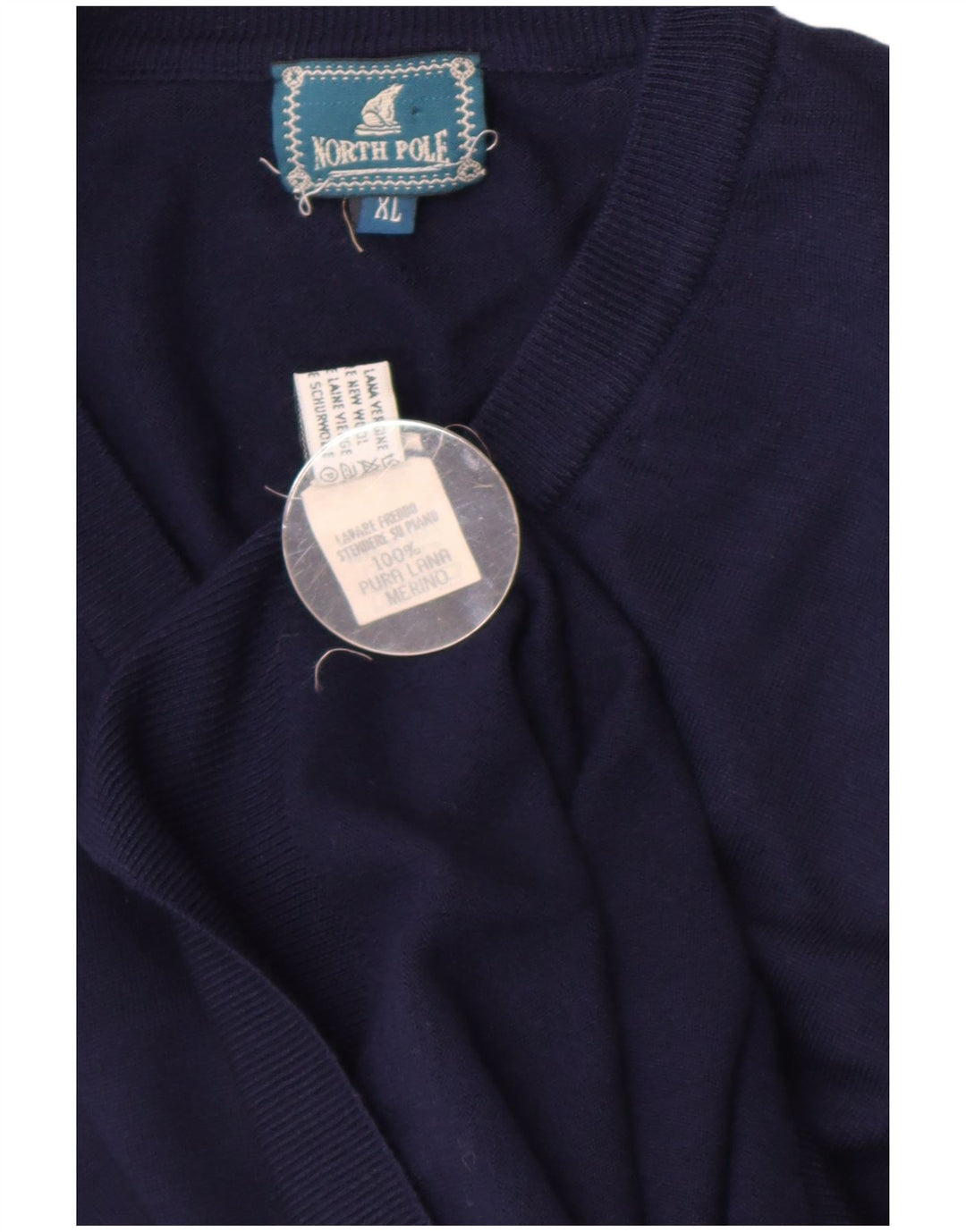 North Pole Mens Vest Tank Top XL Navy Blue Wool