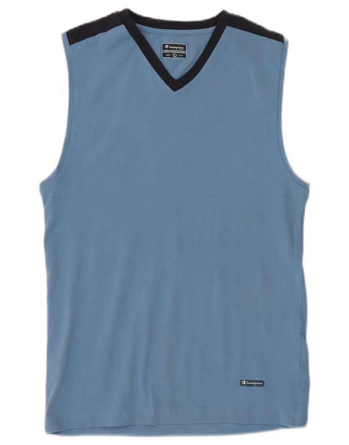 CHAMPION Womens Vest Top UK 14 Large Blue