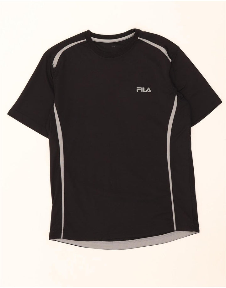 FILA Mens T-Shirt Top Medium Black Colourblock Polyester