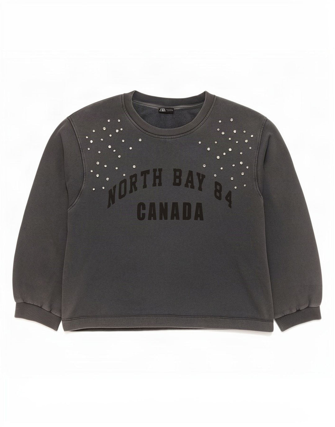 Zara Womens Graphic Oversized Sweatshirt Jumper UK 14 Medium Grey