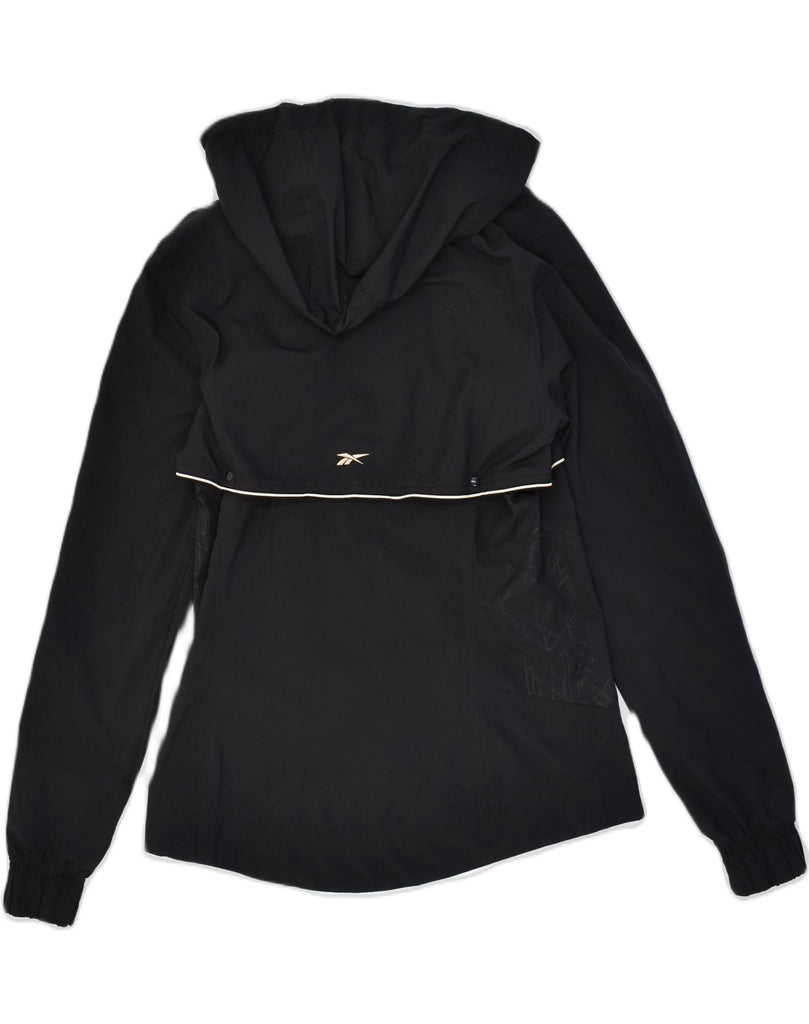 REEBOK Womens Hooded Rain Jacket UK 12 Medium Black Polyester | Vintage Reebok | Thrift | Second-Hand Reebok | Used Clothing | Messina Hembry 