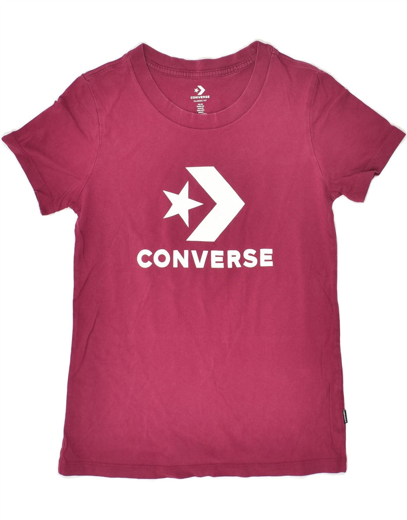 CONVERSE Womens Classic Fit Graphic T-Shirt Top UK 6 XS Pink Cotton | Vintage Converse | Thrift | Second-Hand Converse | Used Clothing | Messina Hembry 