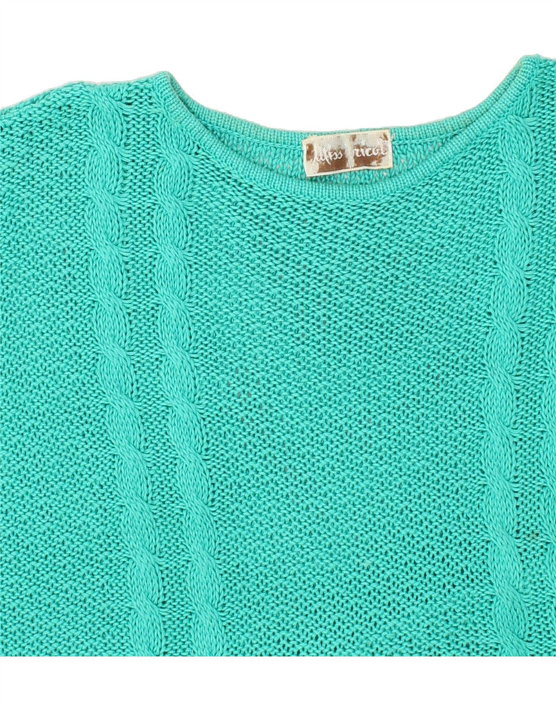 VINTAGE Womens Sleeveless Boat Neck Jumper Sweater UK 16 Large Turquoise Vintage Vintage and Second-Hand Vintage from Messina Hembry 