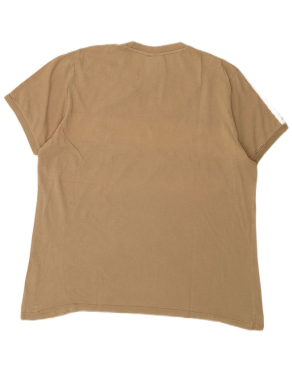 Adidas Mens Graphic T-Shirt Top Large Beige Colourblock