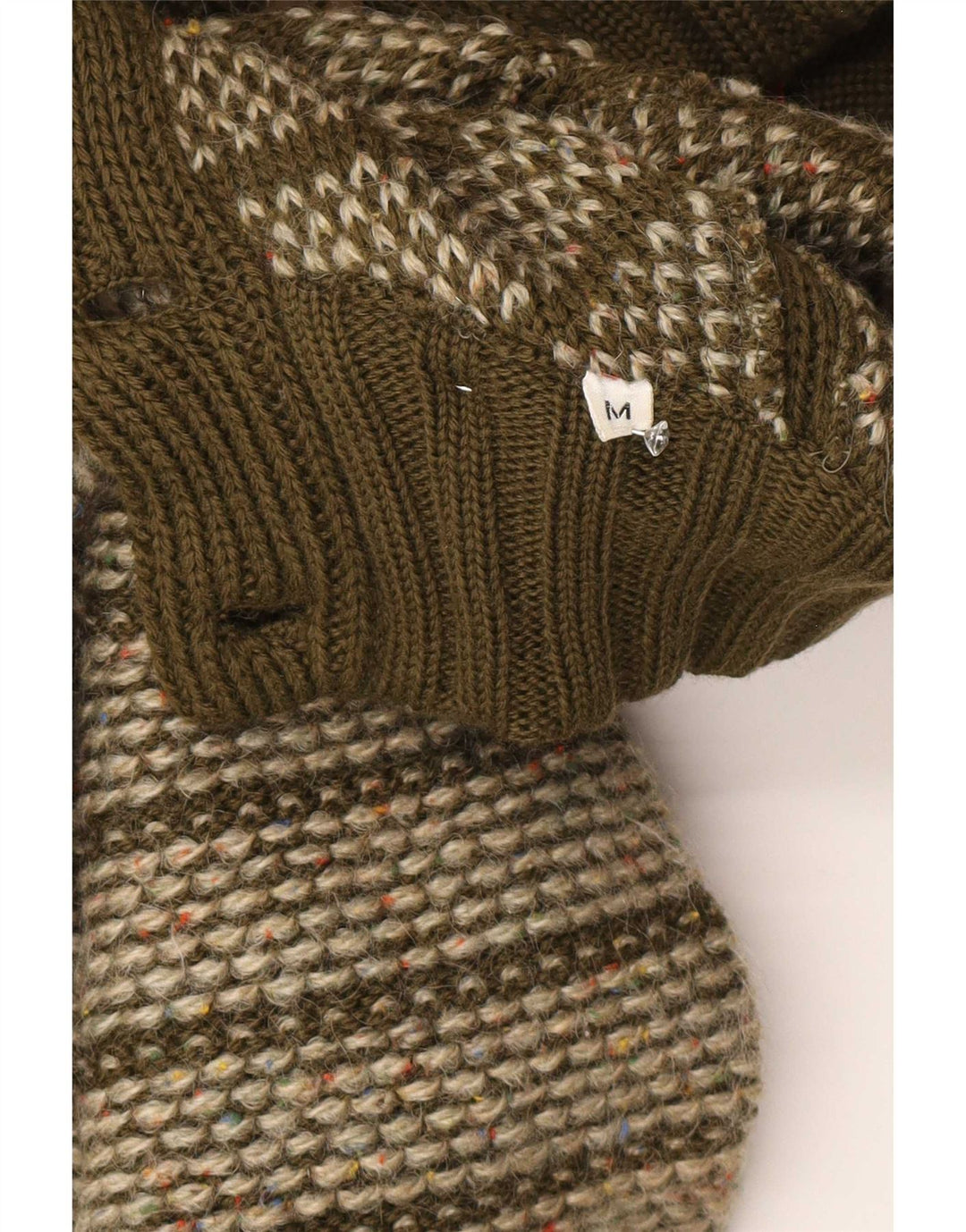Missoni Mens Cardigan Sweater Medium Khaki Striped Wool
