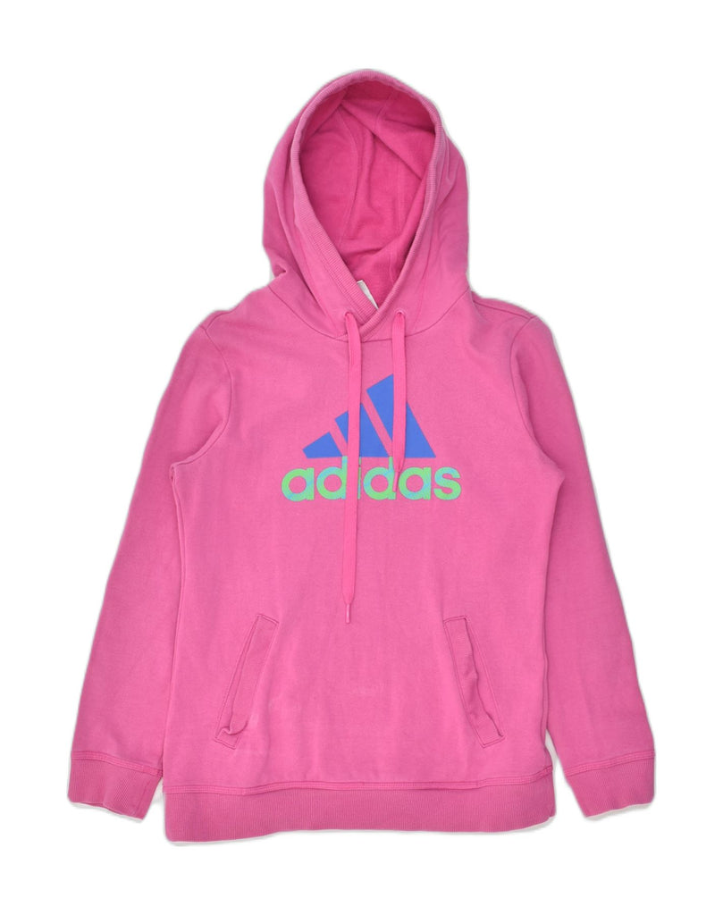 ADIDAS Womens Graphic Hoodie Jumper UK  10 Small Pink Cotton | Vintage Adidas | Thrift | Second-Hand Adidas | Used Clothing | Messina Hembry 