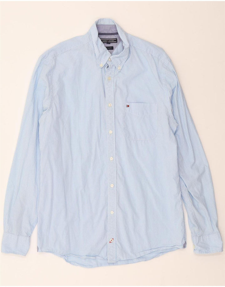 TOMMY HILFIGER Mens New York Fit Shirt Medium Blue Gingham Vintage Tommy Hilfiger and Second-Hand Tommy Hilfiger from Messina Hembry 