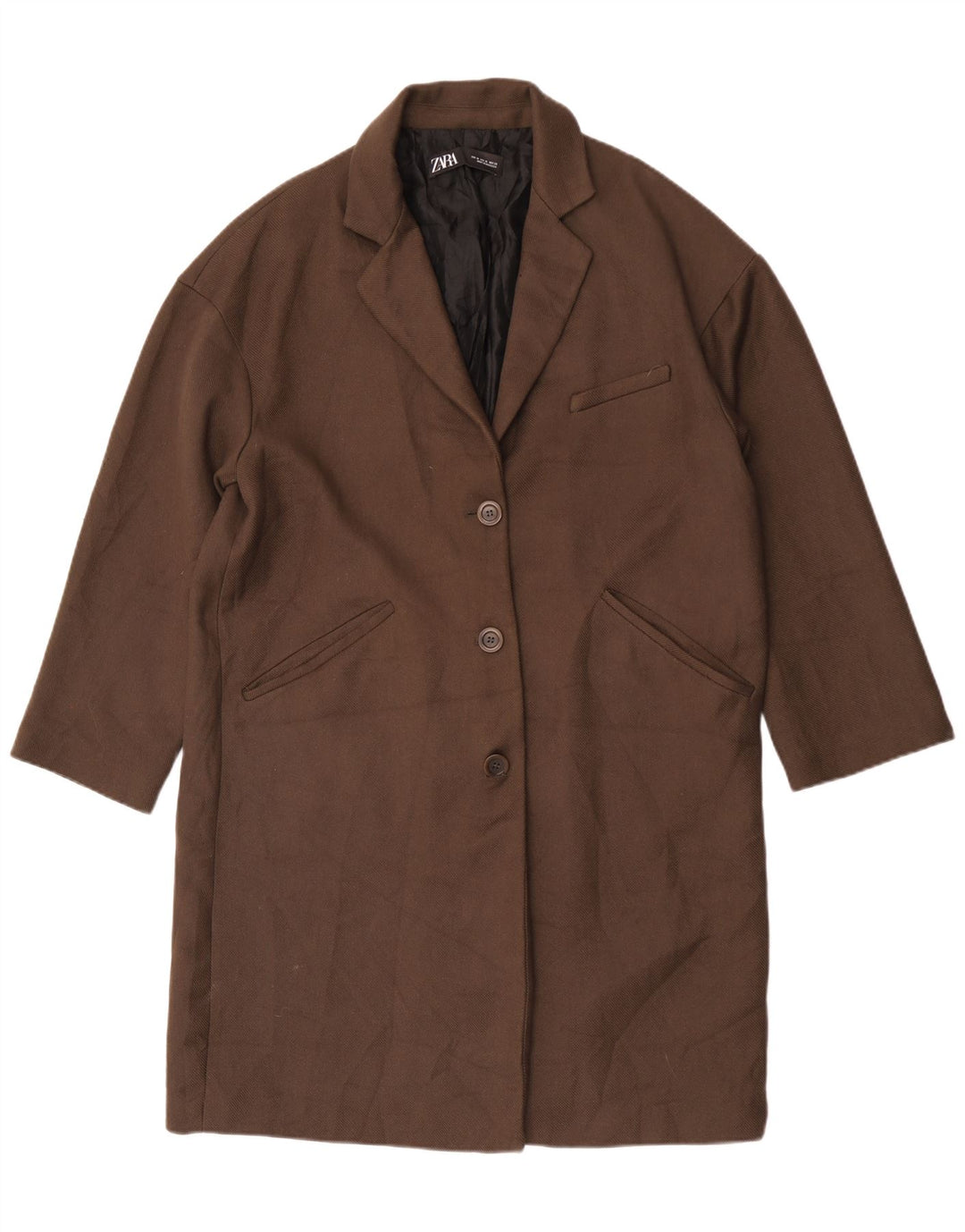 Zara Womens Oversized Overcoat UK 14 Medium Brown Polyester