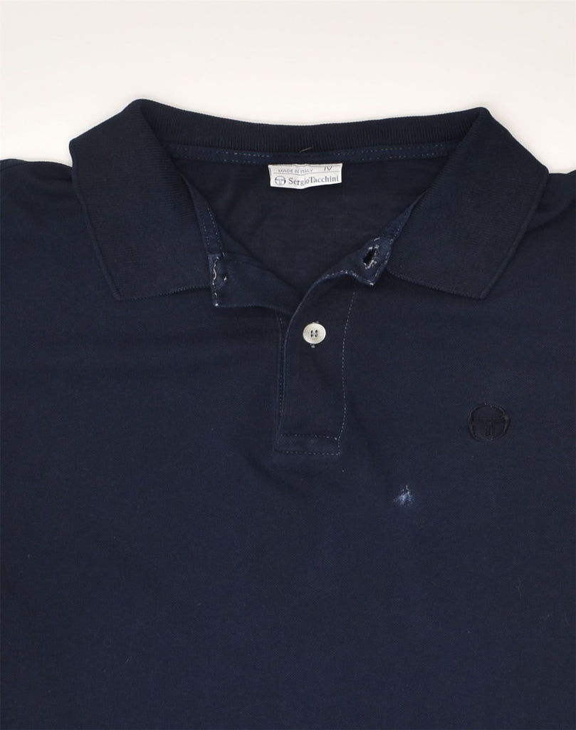 SERGIO TACCHINI Mens Polo Shirt Medium Navy Blue Cotton | Vintage Sergio Tacchini | Thrift | Second-Hand Sergio Tacchini | Used Clothing | Messina Hembry 