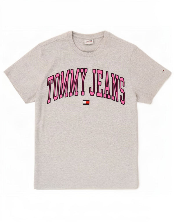 Tommy Hilfiger Womens Graphic T-Shirt Top UK 10 Small Grey Cotton