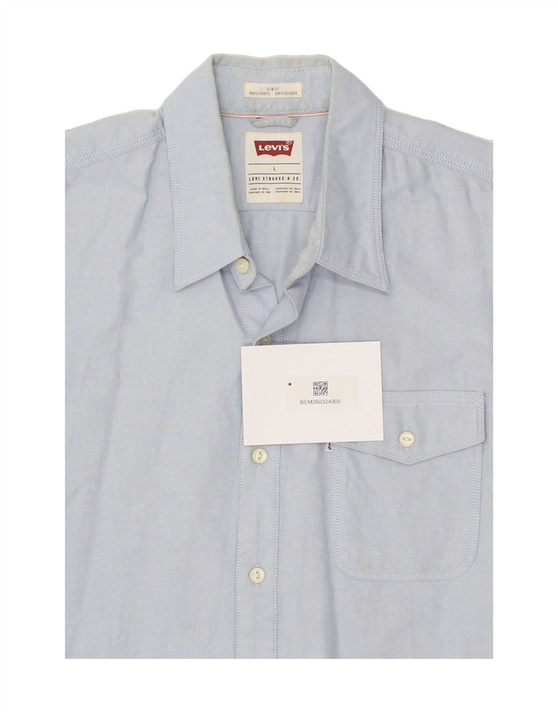 LEVI'S Mens Slim Fit Shirt Large Blue Cotton | Vintage Levi's | Thrift | Second-Hand Levi's | Used Clothing | Messina Hembry 