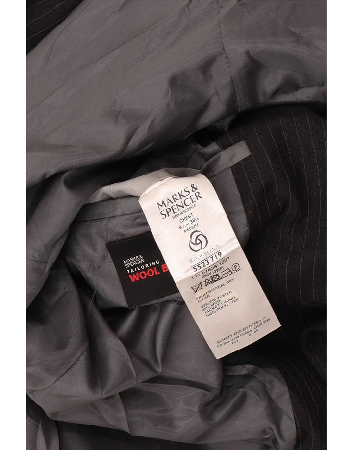 Marks & Spencer Mens Tailored Fit Blazer Jacket UK 38 Medium Grey Pinstripe