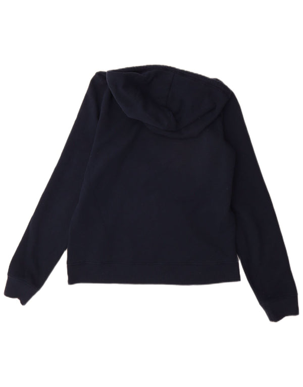 Hollister Womens Graphic Hoodie Jumper UK 10 Small Navy Blue Cotton