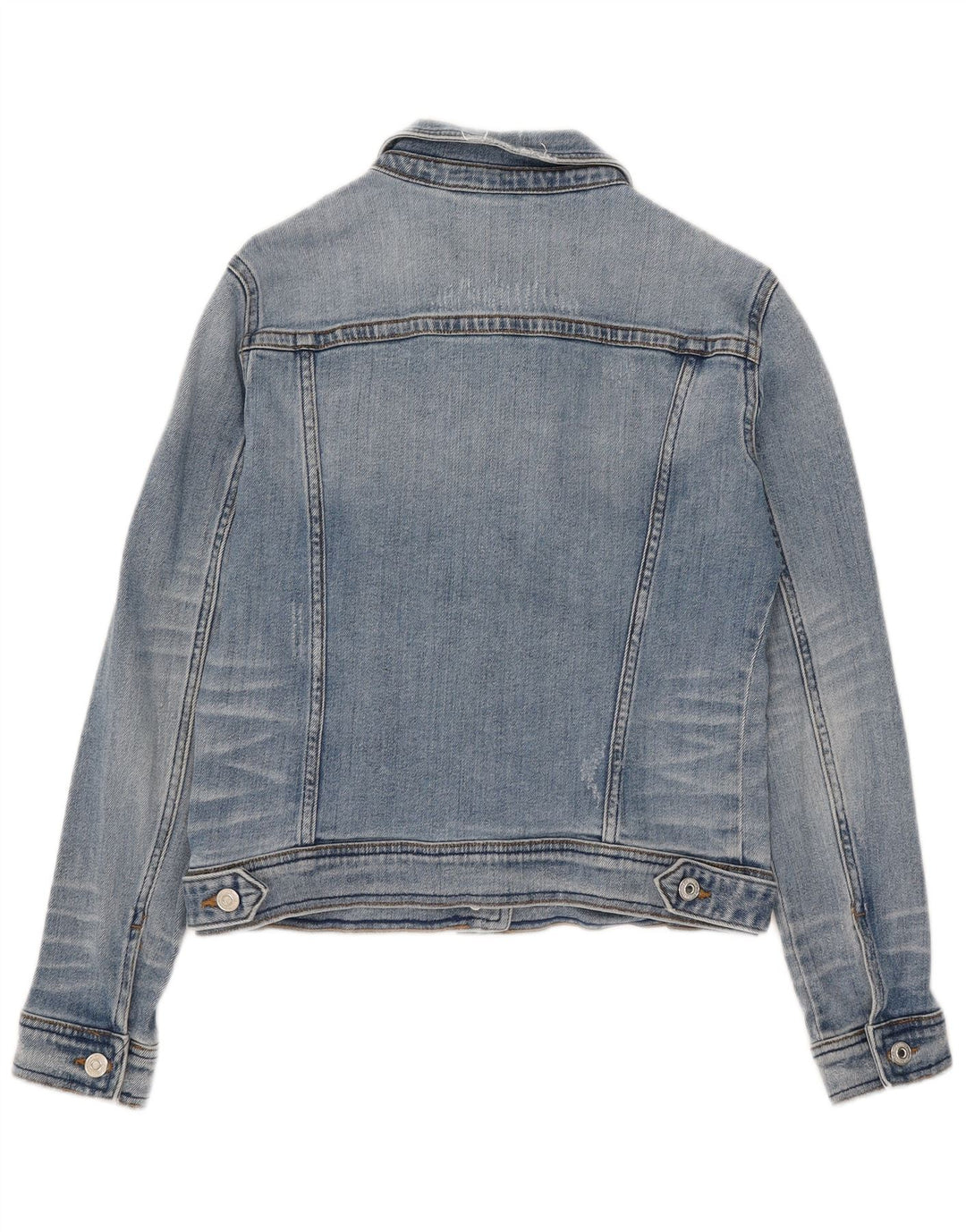 Zara Womens Crop Denim Jacket UK 12 Medium Blue Cotton