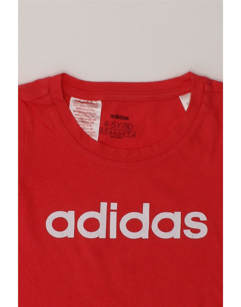 ADIDAS Girls Graphic T-Shirt Top 4-5 Years Red | Vintage Adidas | Thrift | Second-Hand Adidas | Used Clothing | Messina Hembry 