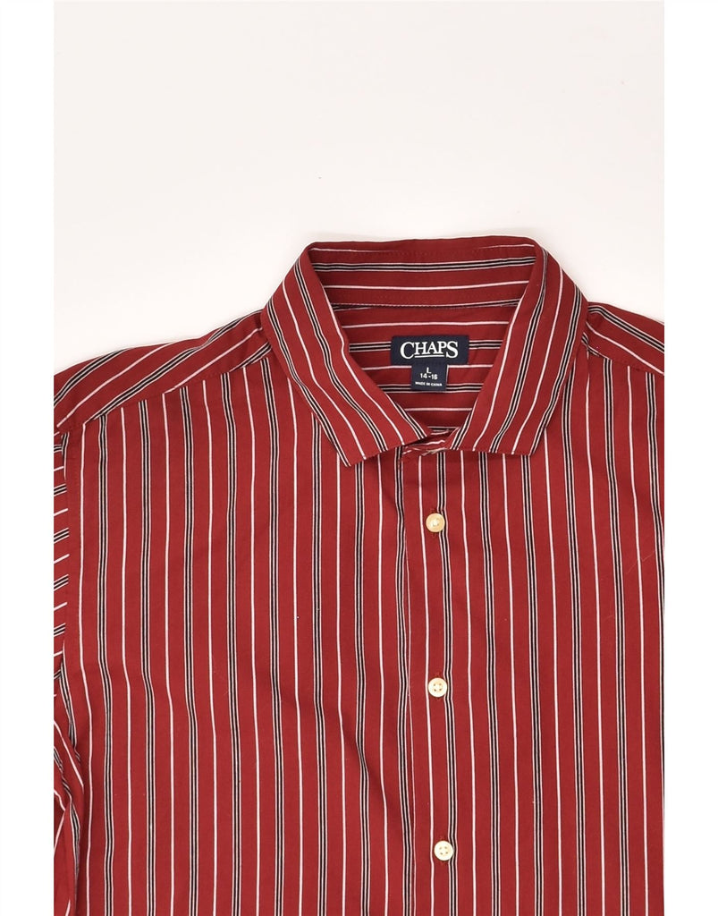 CHAPS Boys Shirt 14-15 Years Large Red Striped Cotton | Vintage Chaps | Thrift | Second-Hand Chaps | Used Clothing | Messina Hembry 