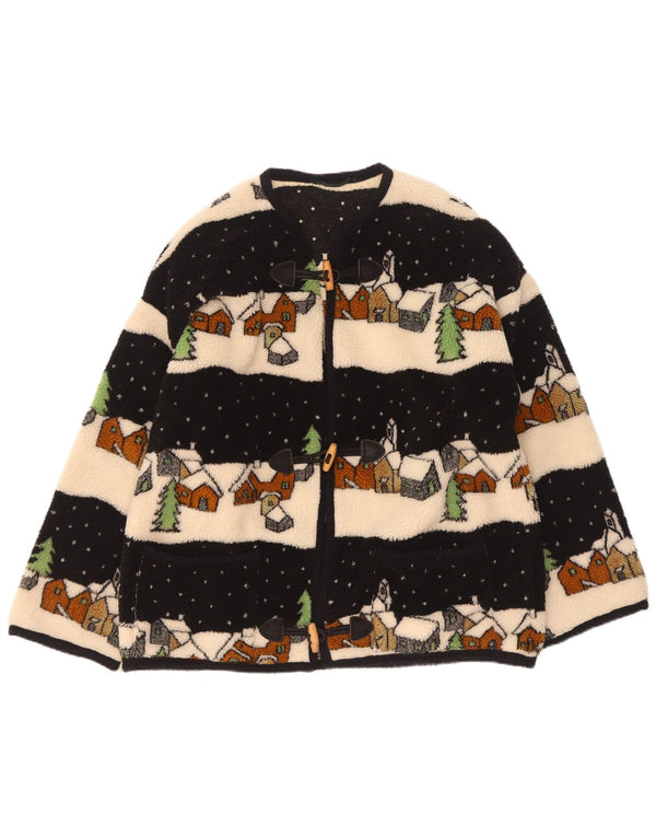 Vintage Womens Novelty Fit Fleece Jacket UK 18 XL Multicoloured Winter