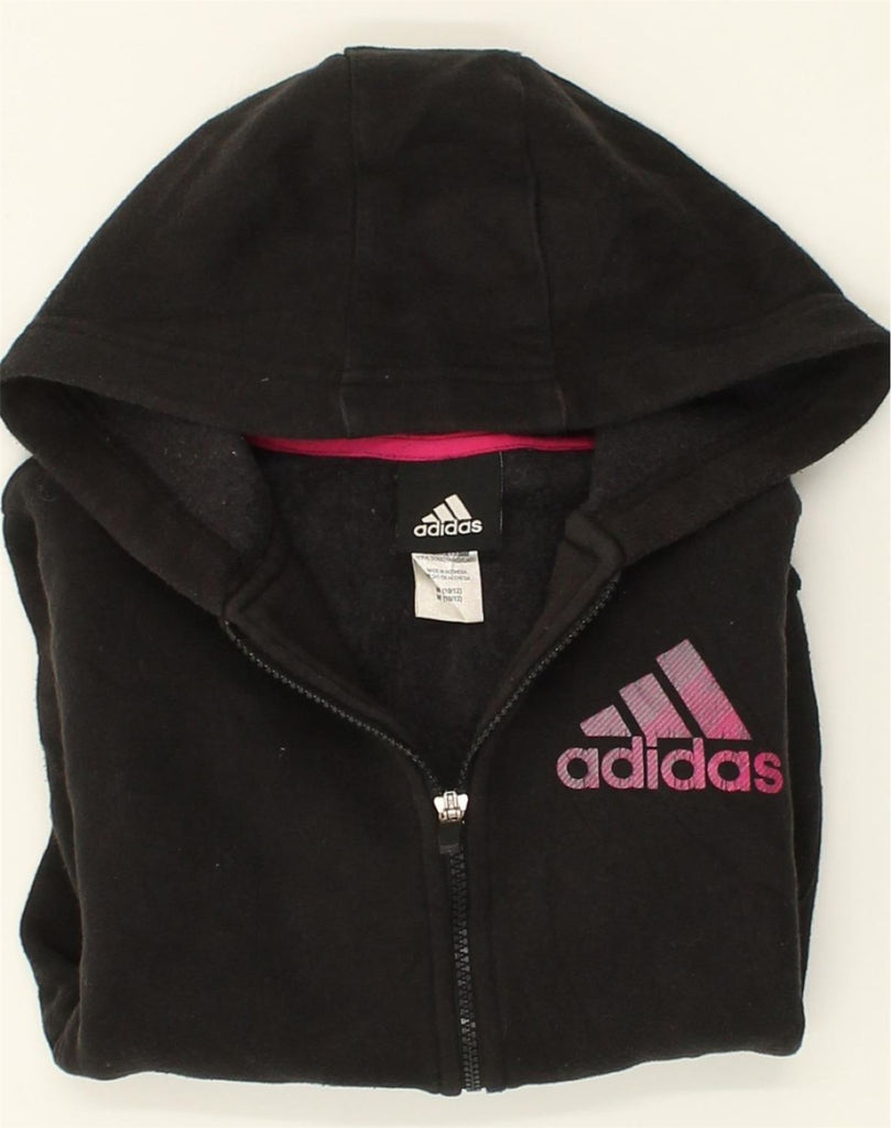 ADIDAS Womens Zip Hoodie Sweater UK 10/12 Medium Black Cotton | Vintage Adidas | Thrift | Second-Hand Adidas | Used Clothing | Messina Hembry 