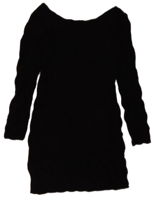 ZARA Womens Long Sleeve Sheath Dress UK 14 Large Black