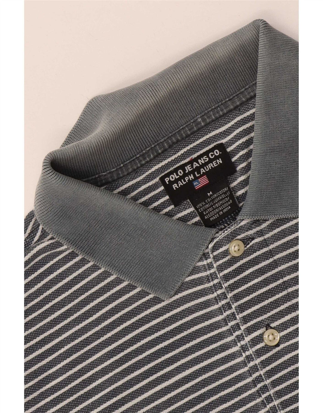 Polo Ralph Lauren Mens Shirt Medium Blue Pinstripe Cotton