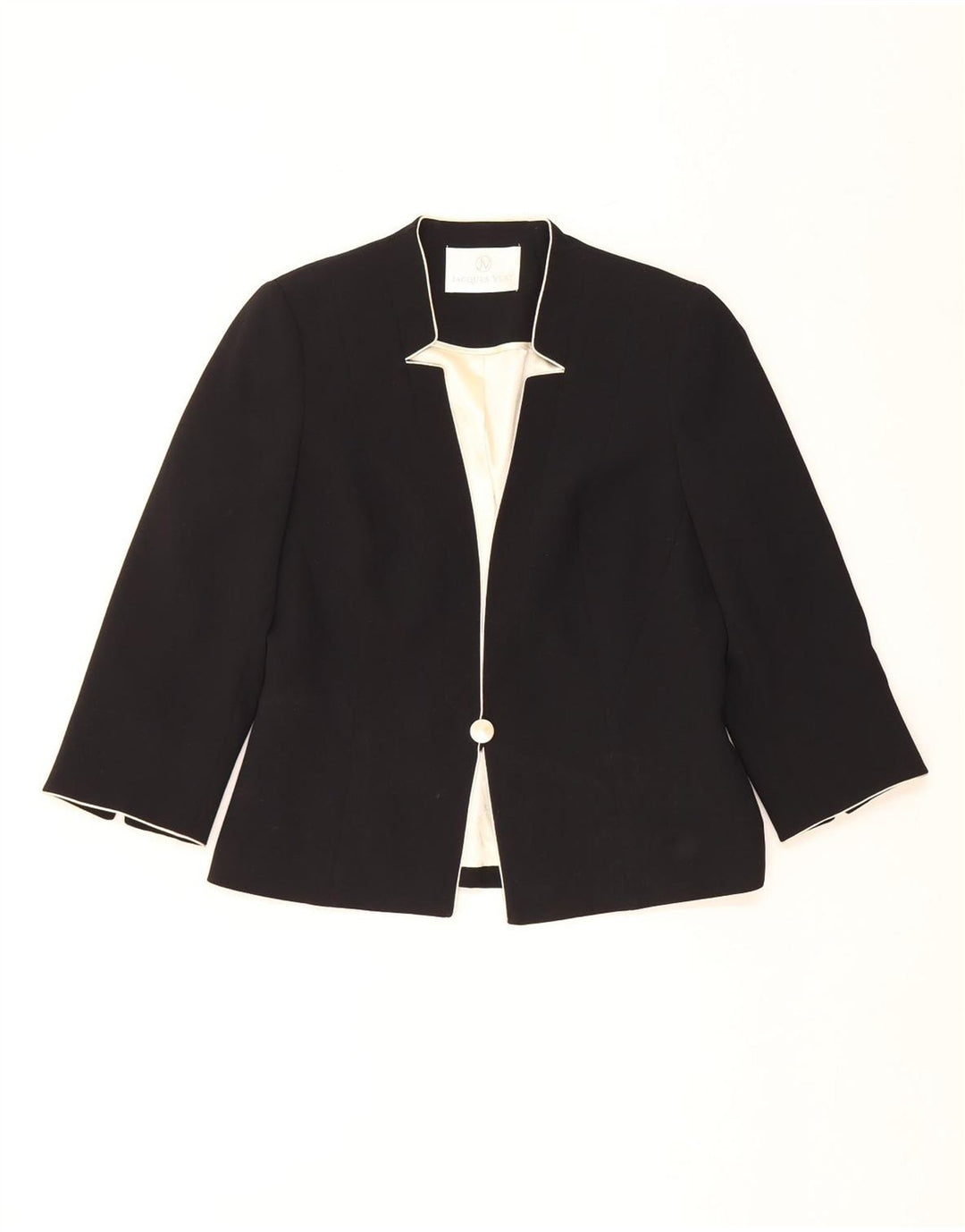 JAQUES VERT Womens 3/4 Sleeve 1 Button Blazer Jacket UK 10 Small Black