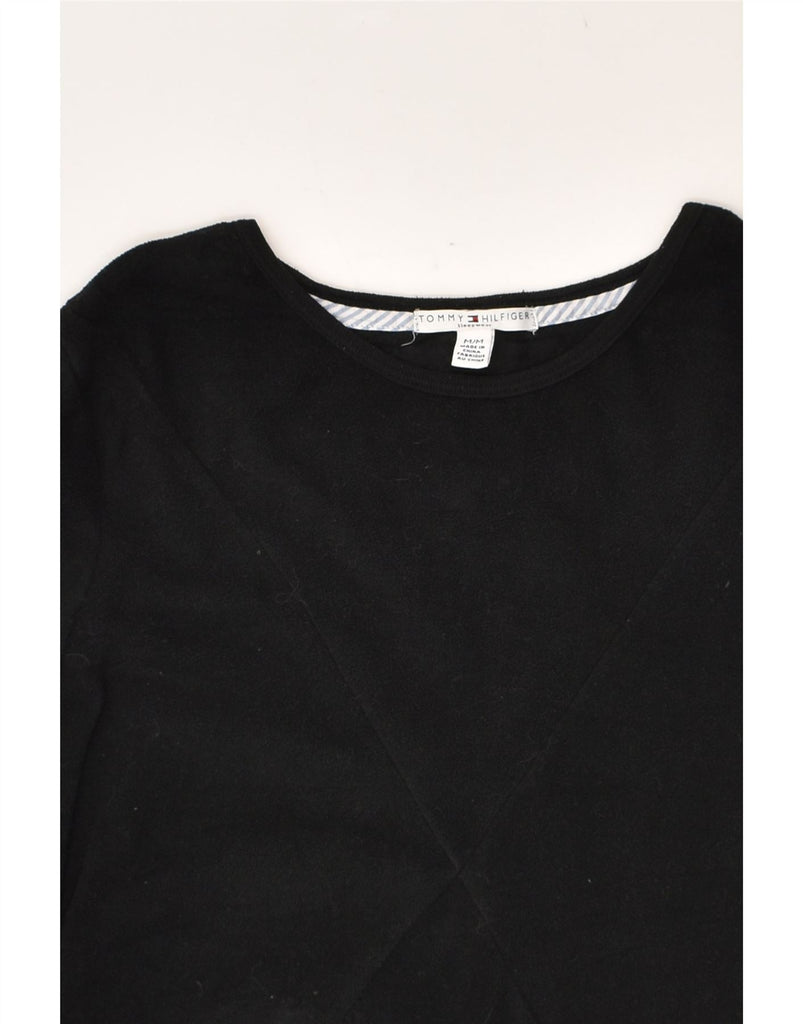 TOMMY HILFIGER Womens Top Long Sleeve UK 14 Medium Black Polyester | Vintage Tommy Hilfiger | Thrift | Second-Hand Tommy Hilfiger | Used Clothing | Messina Hembry 