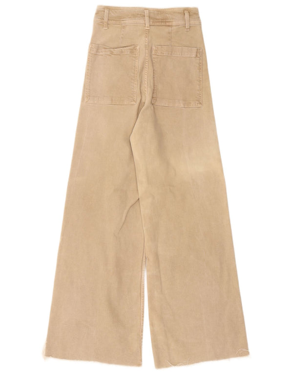 Zara Womens High Waist Wide Leg Casual Trousers EU 34 2XS W24 L29 Beige