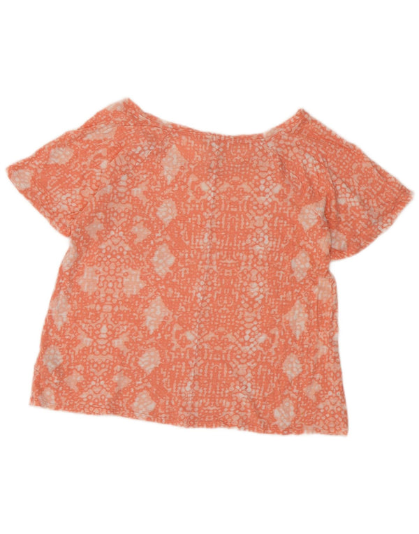 Calvin Klein Jeans Womens Blouse Top UK 10 Small Orange Geometric Cotton