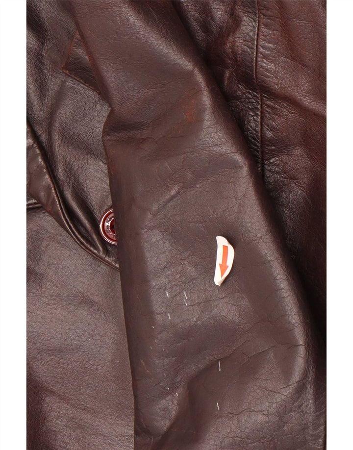 Ben Sherman Mens 3 Button Leather Blazer Jacket UK 38 Medium Brown