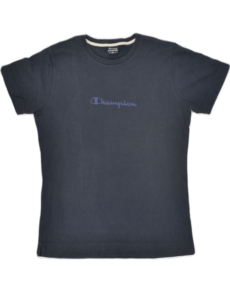 CHAMPION Womens Graphic T-Shirt Top UK 18 XL Navy Blue Cotton | Vintage Champion | Thrift | Second-Hand Champion | Used Clothing | Messina Hembry 