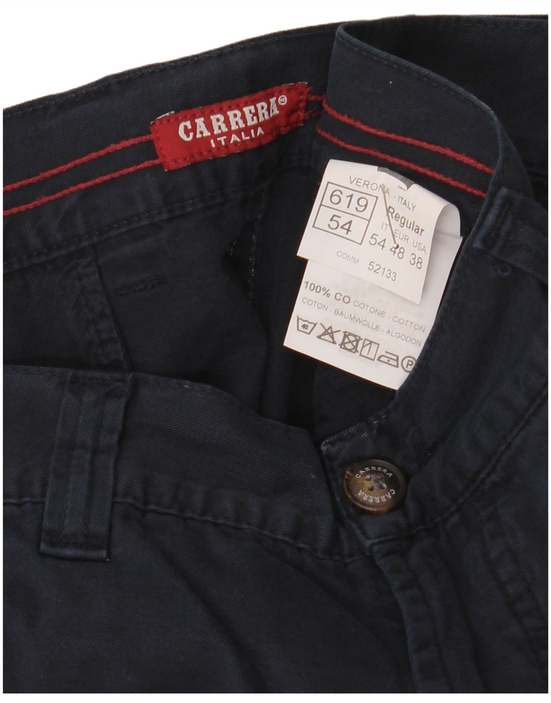 Carrera Mens Straight Regular Cargo Trousers W38 L34 Navy Blue Cotton