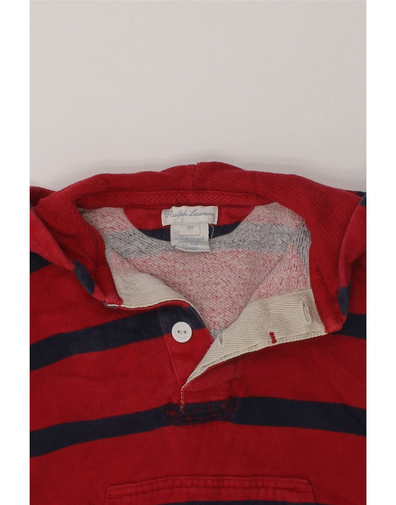 RALPH LAUREN Baby Boys Button Neck Hoodie Jumper 12-18 Months Red Striped | Vintage Ralph Lauren | Thrift | Second-Hand Ralph Lauren | Used Clothing | Messina Hembry 