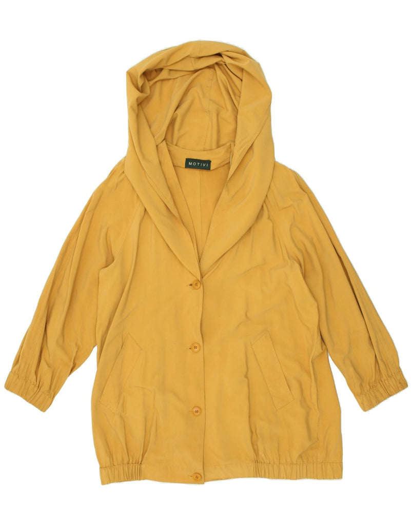 MOTIVI Womens Hooded Bomber Jacket UK 16 Large Yellow Cotton | Vintage MOTIVI | Thrift | Second-Hand MOTIVI | Used Clothing | Messina Hembry 