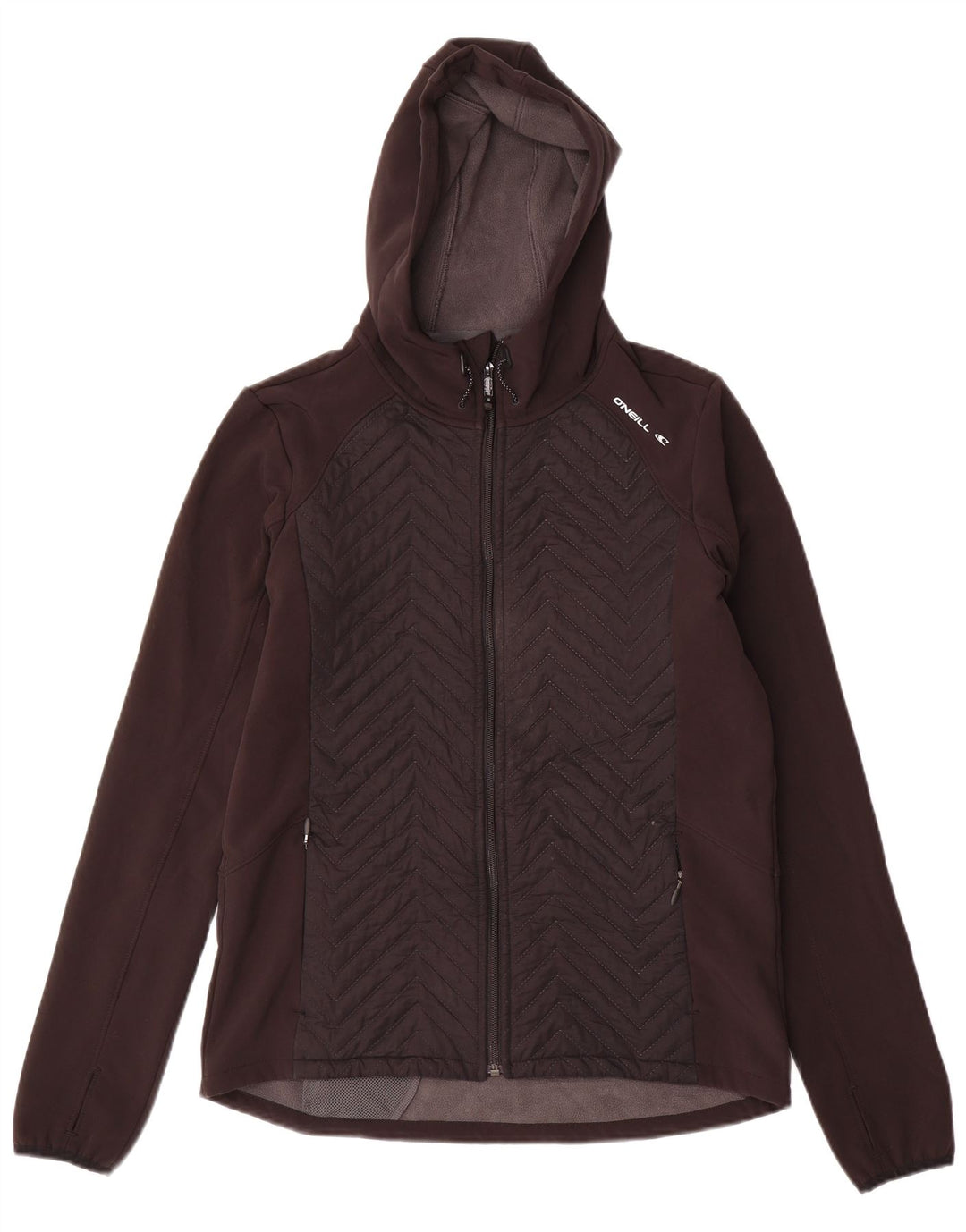O'Neill Womens Hooded Windbreaker Jacket UK 14 Medium Black Colourblock