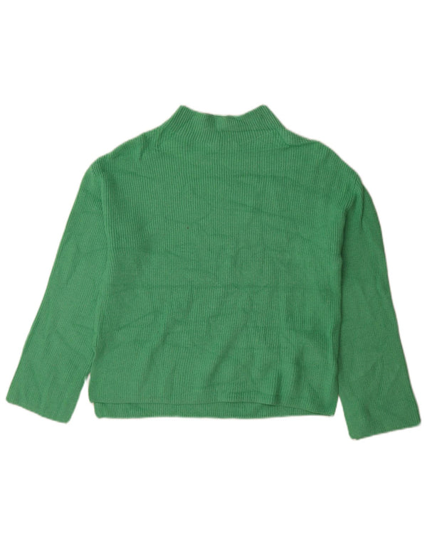 Marks & Spencer Womens Turtle Neck Jumper Sweater UK 10 Small Green Viscose