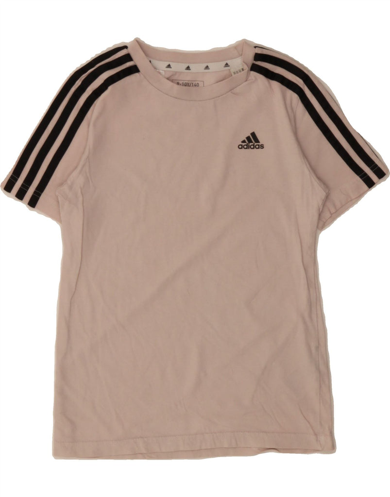 ADIDAS Girls T-Shirt Top 9-10 Years Pink Cotton Vintage Adidas and Second-Hand Adidas from Messina Hembry 