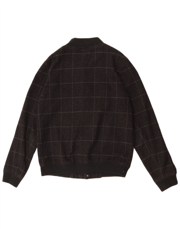 Zara Mens Bomber Jacket UK 38 Medium Black Check Wool