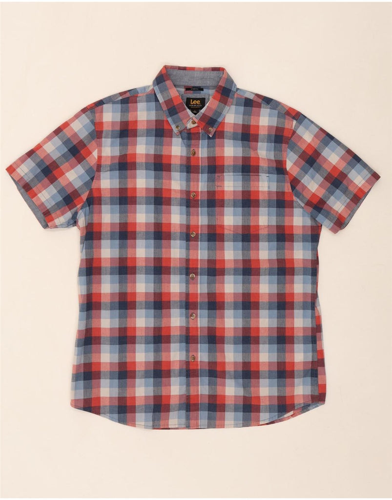 LEE Mens Regular Fit Short Sleeve Shirt Large Red Check Cotton Vintage Lee and Second-Hand Lee from Messina Hembry 