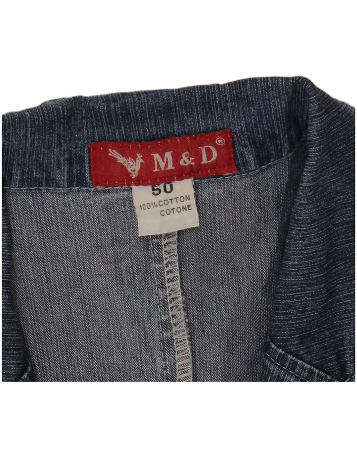 Vintage Womens 2 Button Denim Blazer Jacket IT 50  XL Blue Cotton