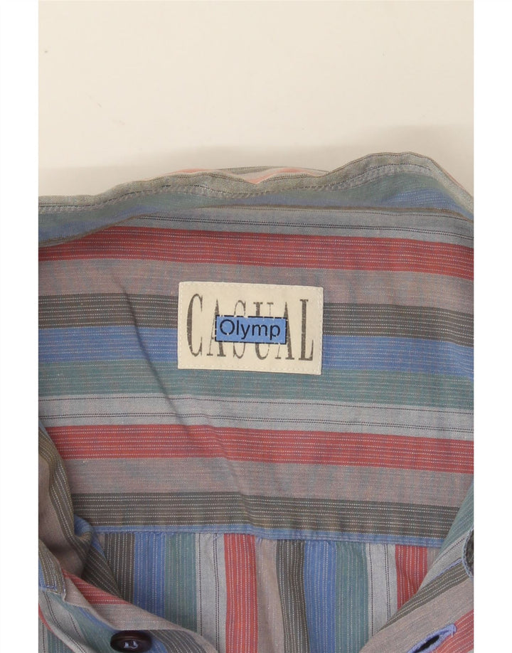 OLYMP Mens Short Sleeve Shirt Large Blue Striped Vintage Olymp and Second-Hand Olymp from Messina Hembry 