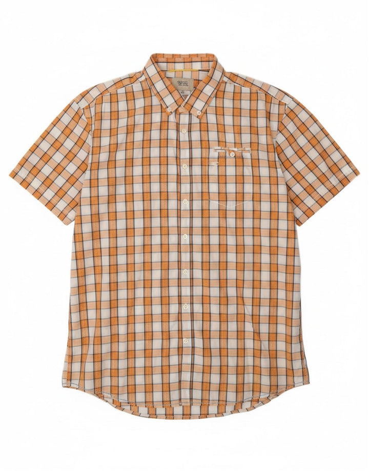 CAMEL ACTIVE Mens Regular Fit Short Sleeve Shirt XL Orange Check Cotton