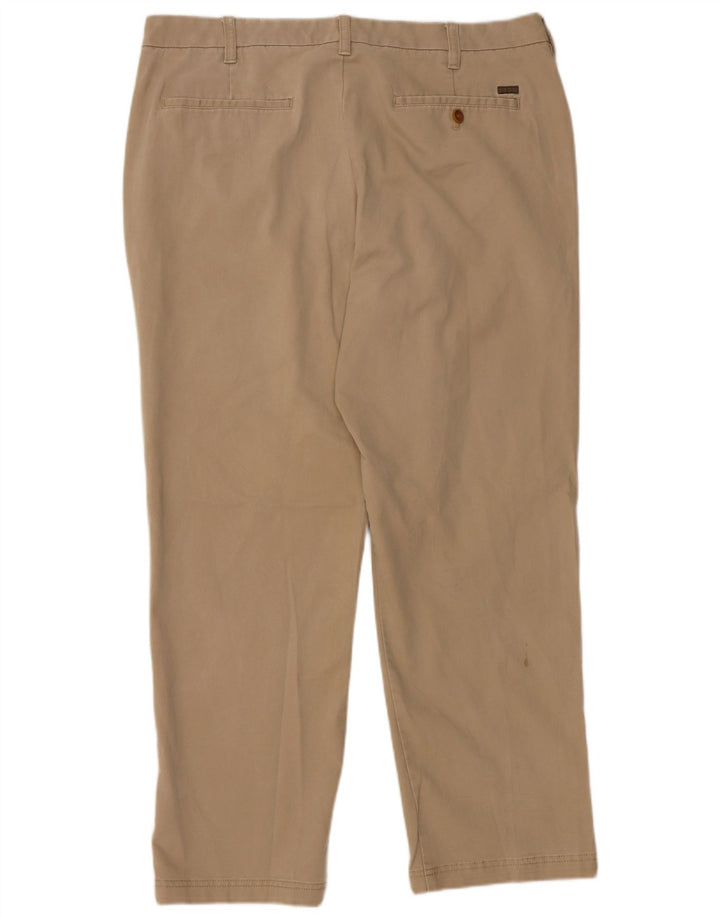 IZOD Mens Straight Chino Trousers W38 L30 Beige Cotton