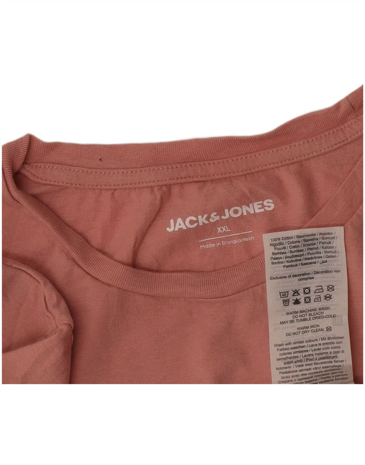 Jack & Jones Mens T-Shirt Top 2XL Pink Cotton