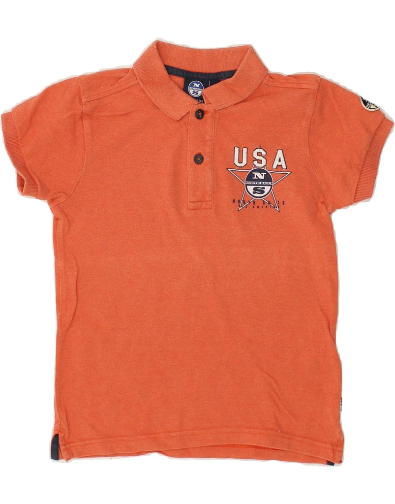 NORTH SAILS Boys Graphic Polo Shirt 5-6 Years Orange Cotton | Vintage North Sails | Thrift | Second-Hand North Sails | Used Clothing | Messina Hembry 