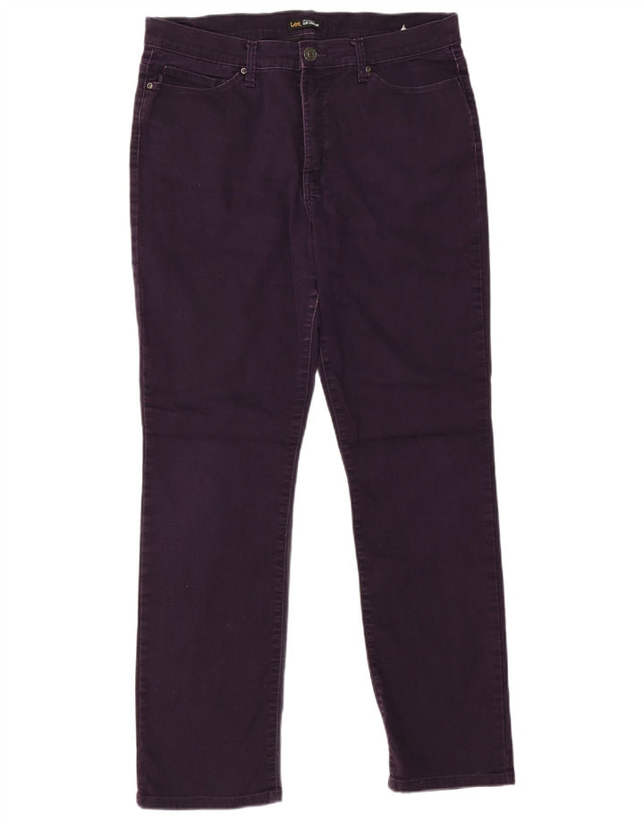 LEE Womens Slim Straight Casual Trousers W32 L32 Purple Cotton