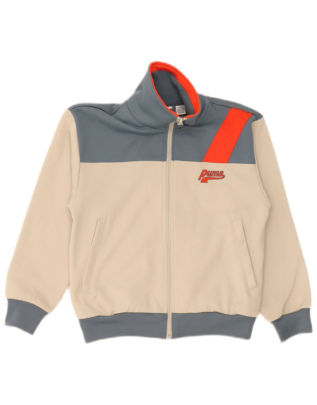 Puma Boys Graphic Tracksuit Top Jacket 9-10 Years Beige Colourblock