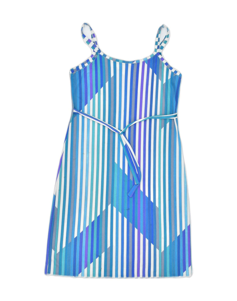 VINTAGE Womens Slip Dress UK 12 Medium Blue Striped Polyester | Vintage | Thrift | Second-Hand | Used Clothing | Messina Hembry 