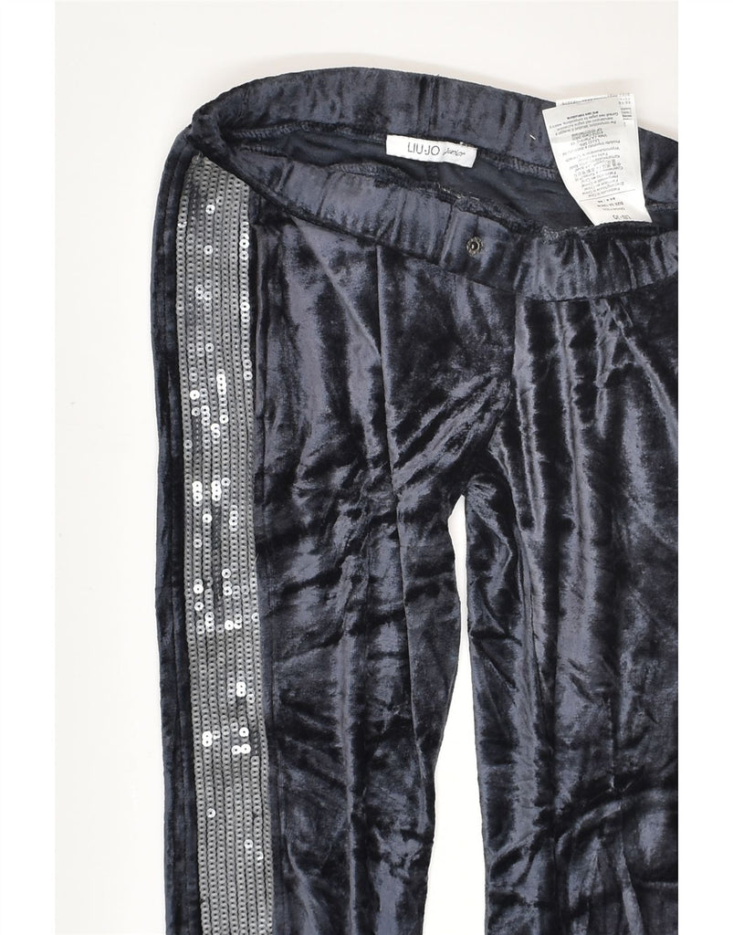 LIU JO JUNIOR Girls Velour Tracksuit Trousers Joggers 7-8 Years Navy Blue | Vintage Liu Jo junior | Thrift | Second-Hand Liu Jo junior | Used Clothing | Messina Hembry 